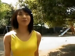 Sweet Asian girl exposes her anal whore latex ass on the street