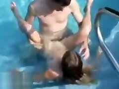 little tranny hot in a swimming pool