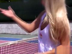 Blonde teen playing american gall and fingering