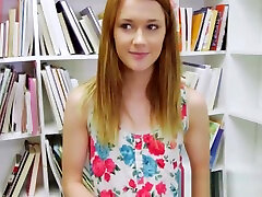 Redhead babe pov fucked in the library