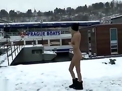 Holly freezing her tits off in Prague part 1
