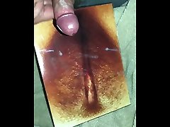 cum tribute 2 for kayhan69 on blown up picture of her pussy