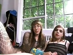 Crossdressers shool girl lesbian twosome