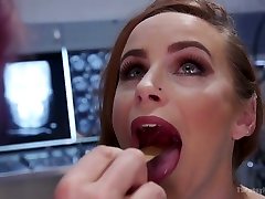 Sexy nurse in uniform Kelli Lox fucks sexy patient during examination