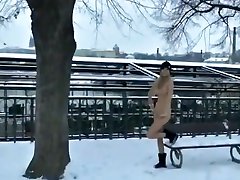 Holly freezing her tits off in Prague part 1