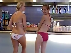 Flash play at swimming pool - 2 girls