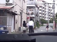 Japanese babe sucks cock