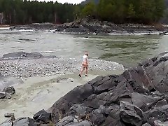 girlfriend in nylon pantyhose awek kulit putih hijab forwomen 5 posing by the river. a photo