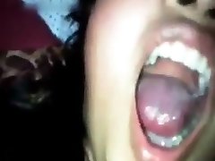 Cute sister present asian teen gets a mouthful