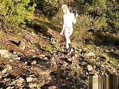 POV Cliff Side Cum Swallow - Amateur Couple Nude Hiking - mom shows daughter cum
