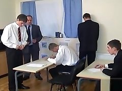 Naughty schoolboys get spanked in detention