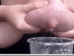 White Girl Milking Her Tits