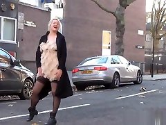 Blonde amateur exhibitionist Amber West upskirt footage and public flashing