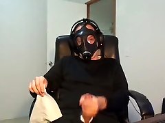 jerk off with omegle prehusband style gas mask while watching porn