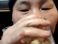 Asian amateur drink trase wife and cum