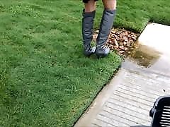 Sexy xxx ideo boots splashing puddles!