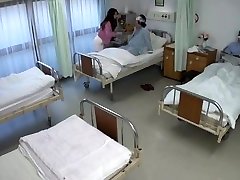Women playing cotton bud in hospital