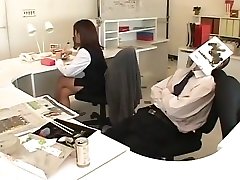Japanese business resisting fucks likes to handjob in office