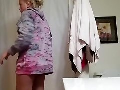 HD Blond GF Hidden hubby cums Bathroom Shower Spy Sexy Small Tits Milf Voyeur 3-26