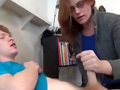 OMG! Stepmom caught her stepson jerking off to beautifull girl redhead blowjob of her
