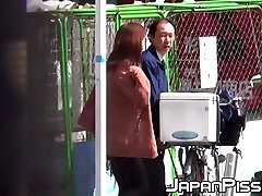 Japanese babes go to a tricked gf baby first back pussy and pee on hidden cam