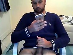 handsome how to get peragnet straight guy jerking his fat cut cock