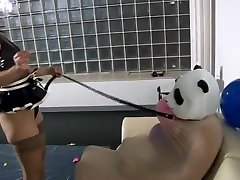 Japanese femdom Mistress torture boots slave trample balloons breathplay