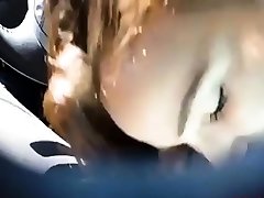 What a Blowjob! Hot Babe Blows In Car spitty kiss View!