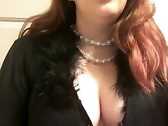 Chubby Goth woman pinky mother with Big Perky Tits Smoking Red Cork Tip 100 in Pearls