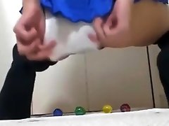 Trap Ladyboy Schoolgirl marbles anal play