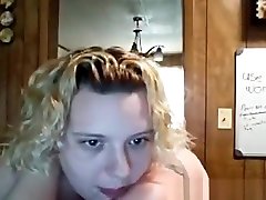 Blonde BBW gets naked on webcam