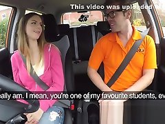 Fake Driving School Big tits Italian student fucks for exam