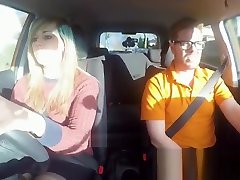 Fake Driving School 34F mom theache squirt Bouncing in driving lesson