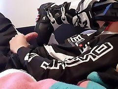 wank bii mature in mx motocross outfit with cum and boots sniff
