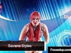 Young Black Jenna Foxx & Tattooed Red Savana Styles Wrestle!