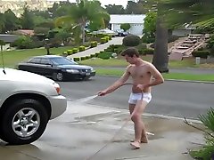big naked boner in public at a kiara mia butt wash