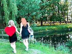 Outdoor lesbian sex between france amatuer lovers with horny pussy