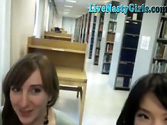 2 Cam Girls Get boobs gd In Public Library 2