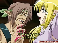 Cute hentai Elf double penetration in the dungeon