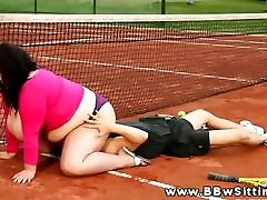 BBW fat plumps sits on guys face as she lost tennis match