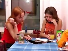 Masha and Ivana teenies peeing on mature lactanting boobs