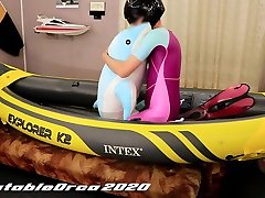 humping rani catarji stuffed dolphin in inflatable kayak