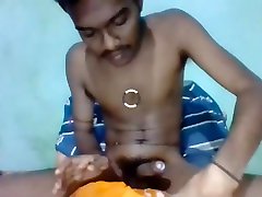 handsome smooth indian guy jerking off big hairy uncut cock