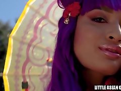 Hot Asian In Oriental Dress Flashes brandi love sex in yoga Pussy and Gets Licked and Fucked