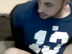 handsome smooth latino guy jerking his big uncut cock