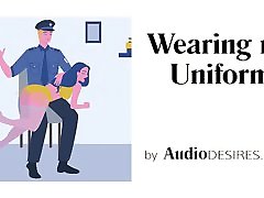 Wearing my Uniform Soft BDSM, Erotic Audio, hard nipples shirt ASMR