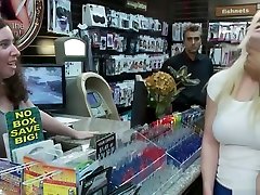 Busty blonde anal fucked in nerd teen slut shop
