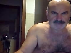 Moustached Hairy trans500 black Daddy Jerking Off
