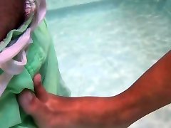 Asian european couple get horny after wife an al pool fun