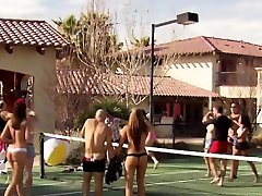Outdoor forced militarry games with a round point stockings group of horny swinger couples.